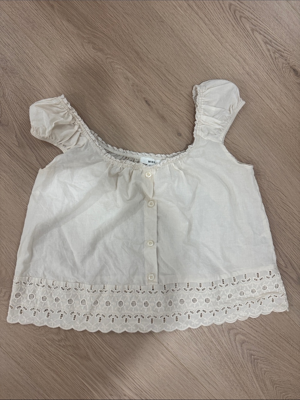 White Eyelet Trim Cotton' Top